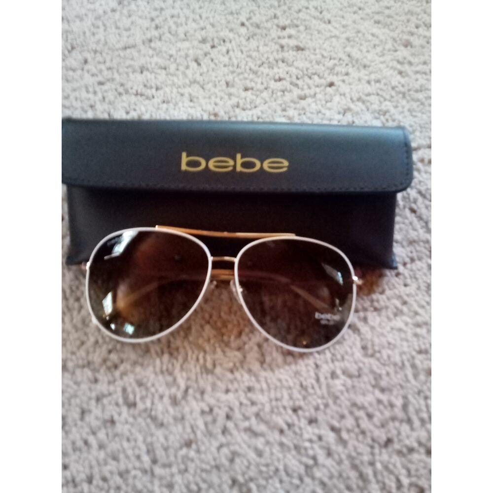 New Bebe Gold And White Wire Framed Sunglasses
